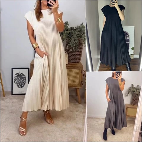 💕Moteriška monochromatinės spalvos suknelė👗-TAB