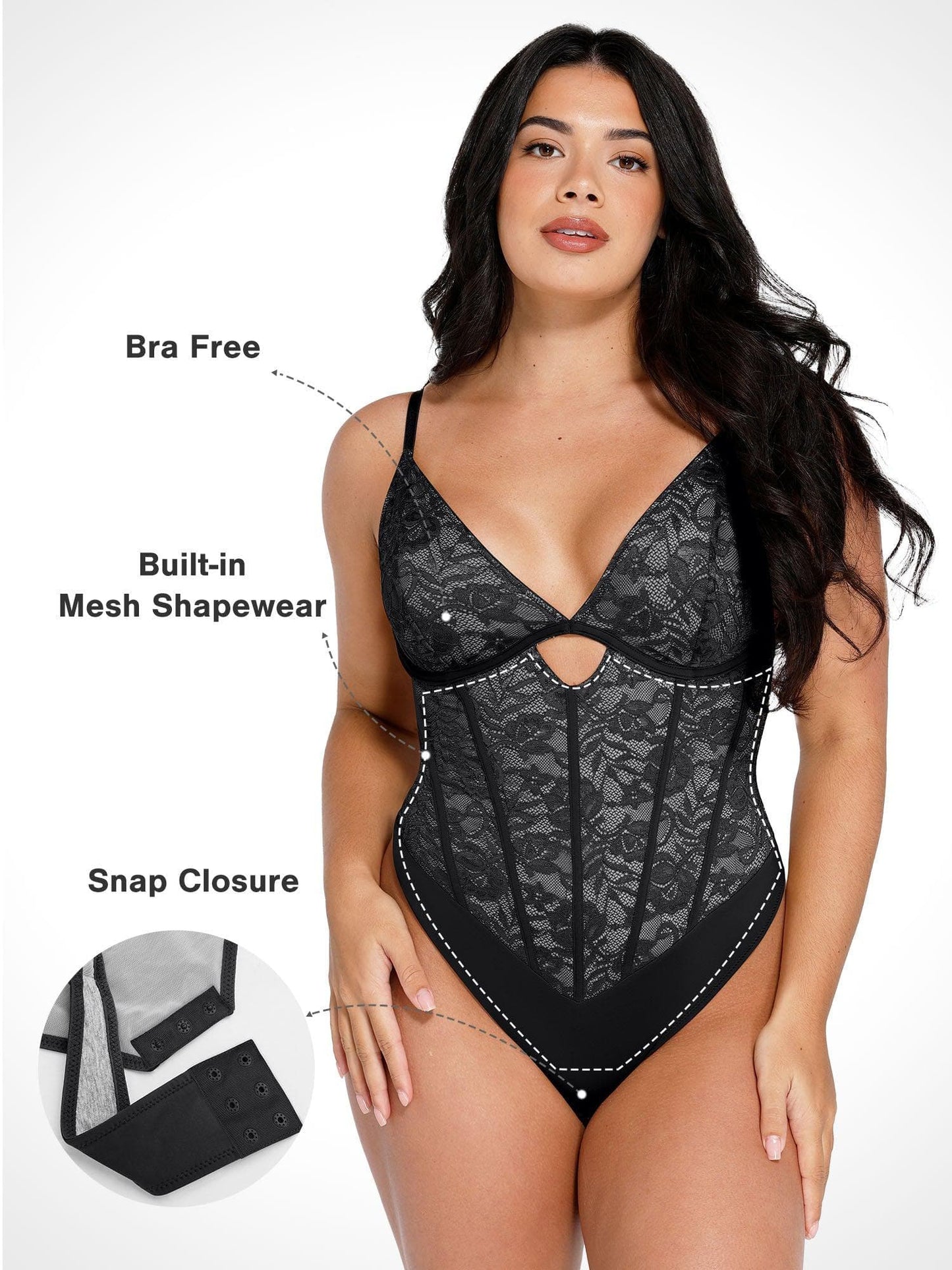 Το Shapewear Bodysuit Cutout γλυπτική δαντέλα-GR