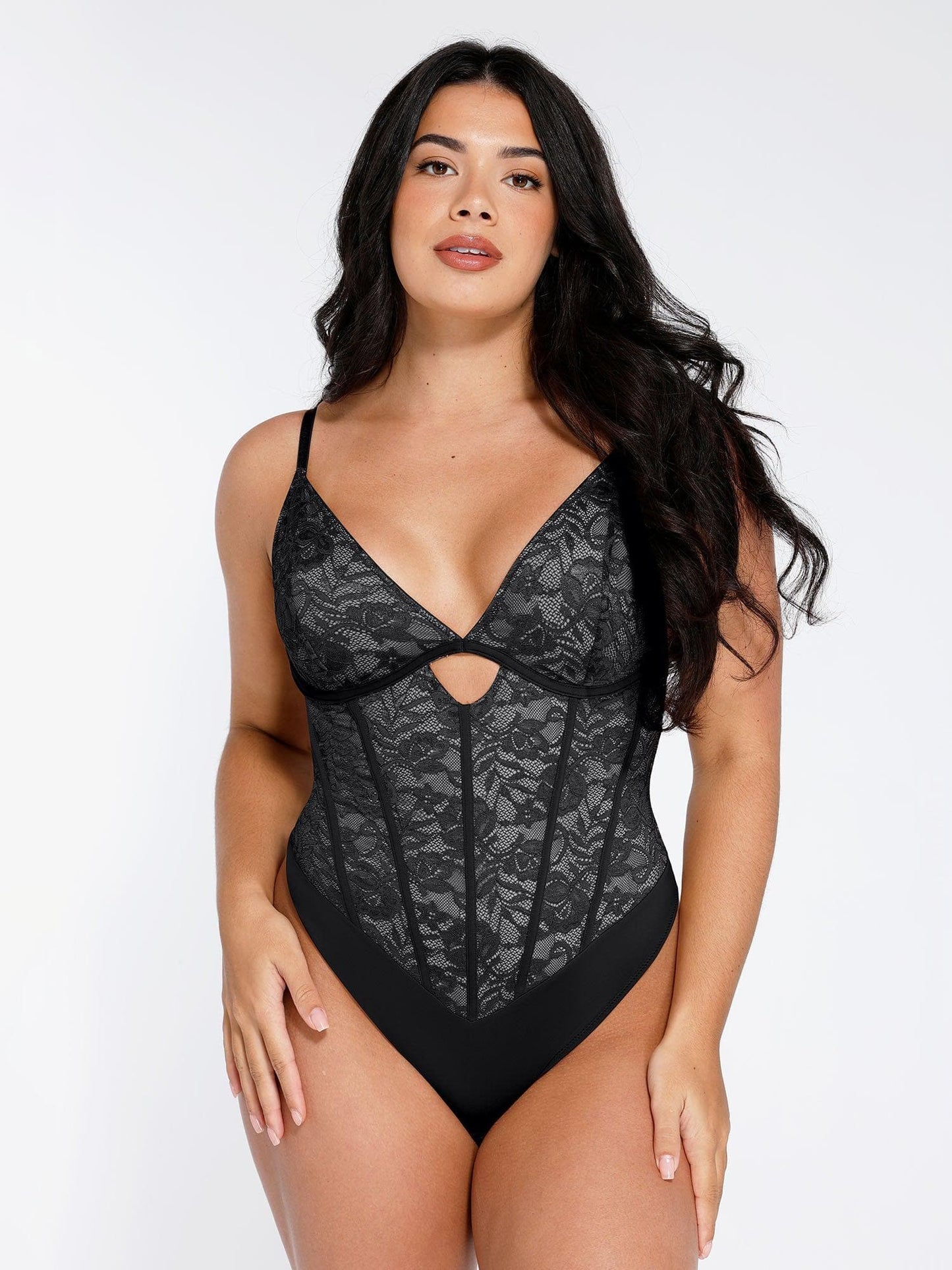 Το Shapewear Bodysuit Cutout γλυπτική δαντέλα-GR