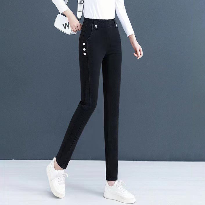 Raztegljive, tople, plišaste skinny jeans hlače za ženske