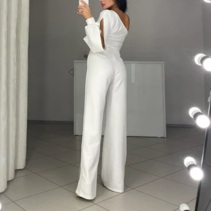 Γυναικεία Ο ένας ώμος Sparkly Mesh Flared Jumpsuits💥προσφορά περιορισμένου χρόνου-GR