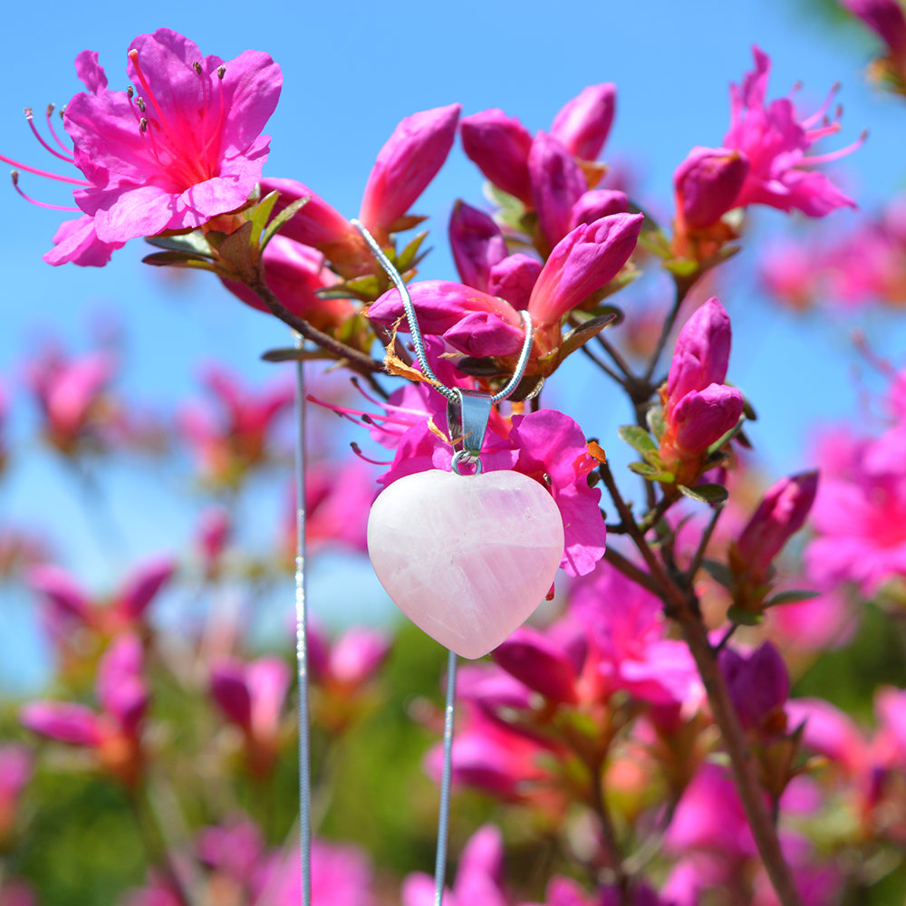 Rose quartz srček ogrlica