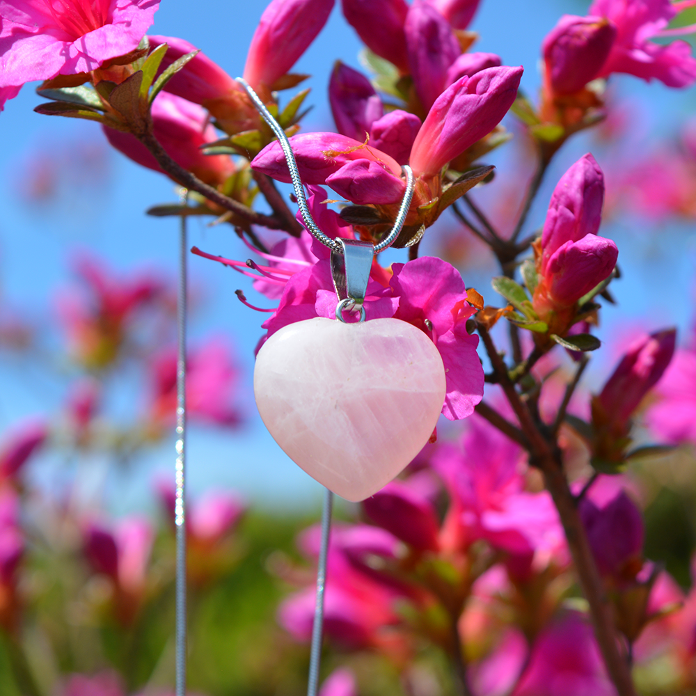 Rose quartz srček ogrlica